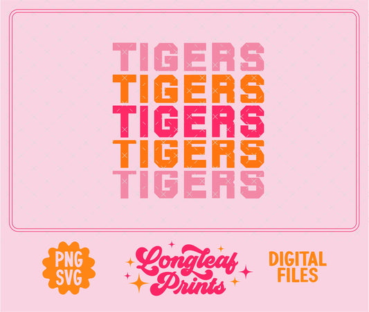 Tigers Block Letter Mascot SVG Digital Download Design File