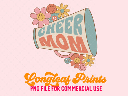 Cheer Mom Groovy PNG Digital Download Design File