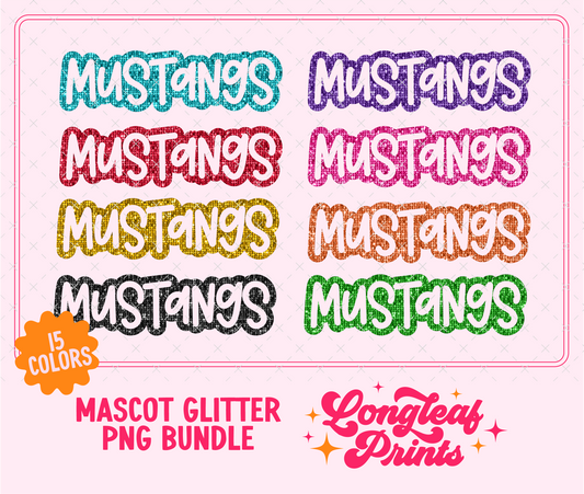 Mustangs Mascot Glitter Sequin PNG Bundle