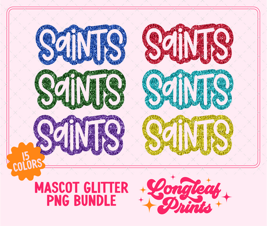 Saints Mascot Glitter Sequin PNG Bundle