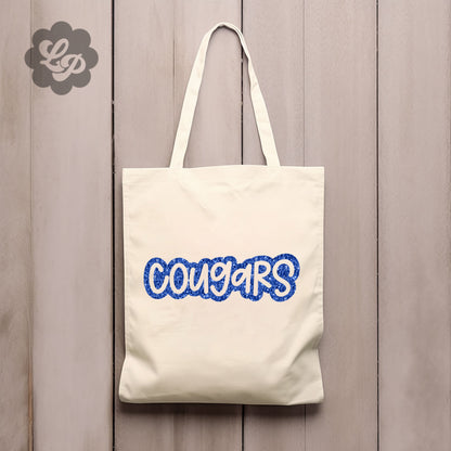 Cougars Mascot Glitter Sequin PNG Bundle