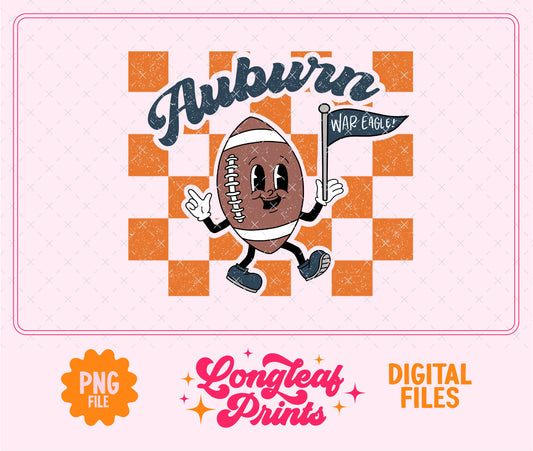 Retro Mascot Auburn Football PNG Digital Download Design File