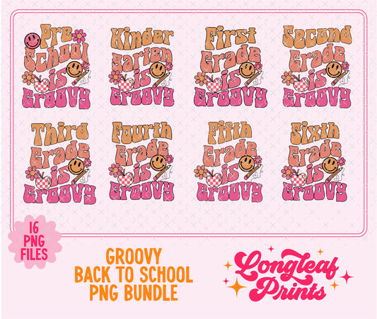 Groovy Back to School PNG Bundle