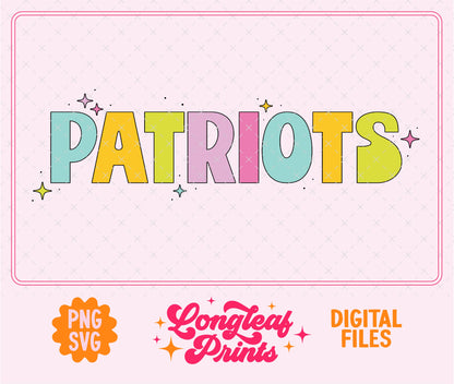 Patriots Mascot Bubble Cute SVG Digital Download Design File