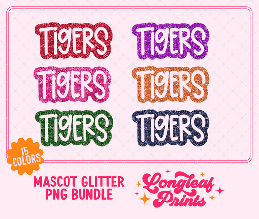 Tigers Mascot Glitter Sequin PNG Bundle