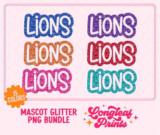 Lions Mascot Glitter Sequin PNG Bundle