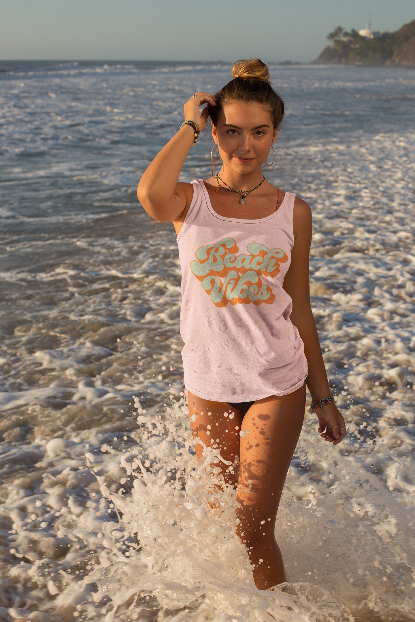 Beach Vibes Tank Sublimation DTG DTF Transfer Printing