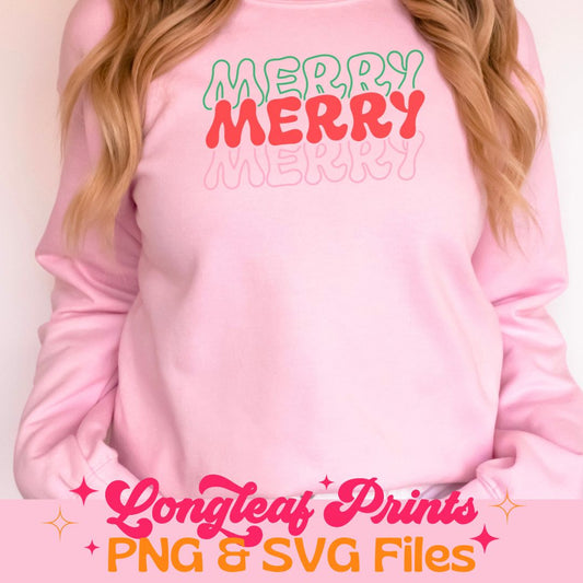 Merry Merry Merry Holiday Christmas SVG Digital Download Design File