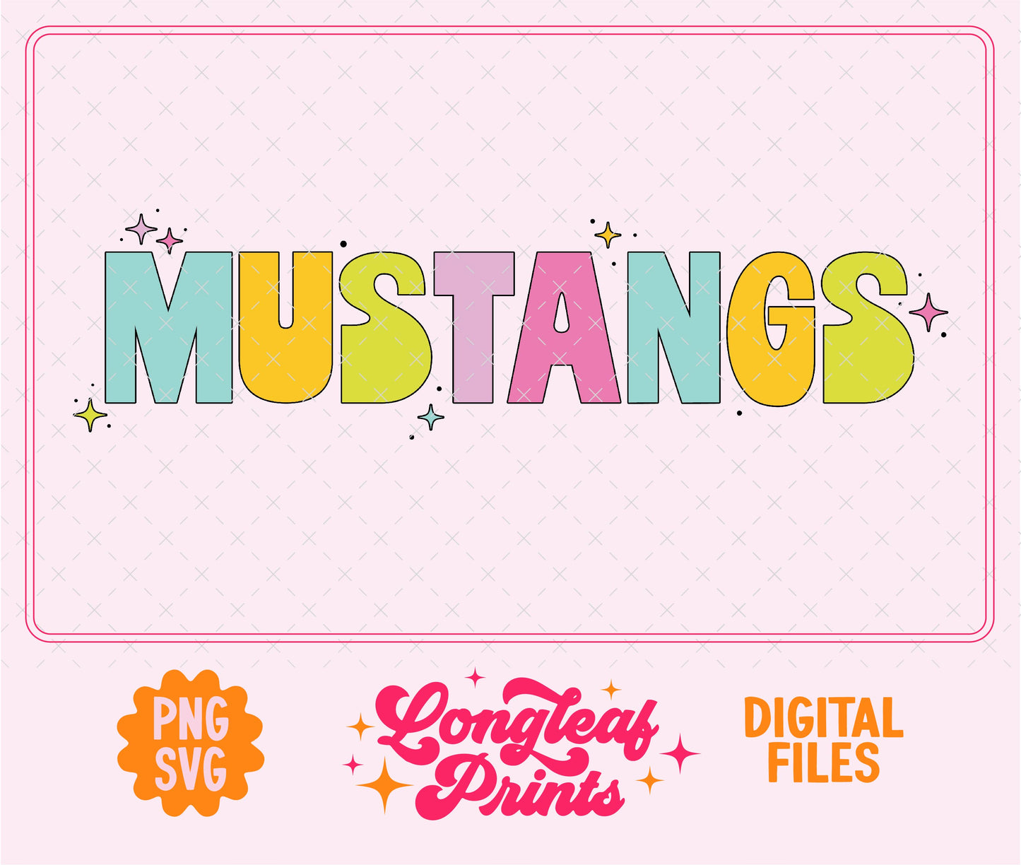 Mustangs Mascot Bubble Cute SVG Digital Download Design File