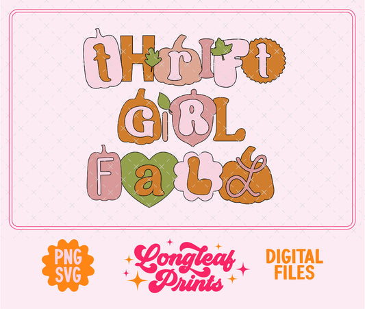 Thrift Girl Fall SVG Digital Download Design File