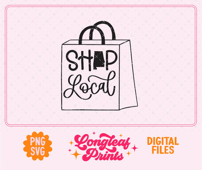 Shop Local Alabama Shopping Bag SVG Digital Download Design File