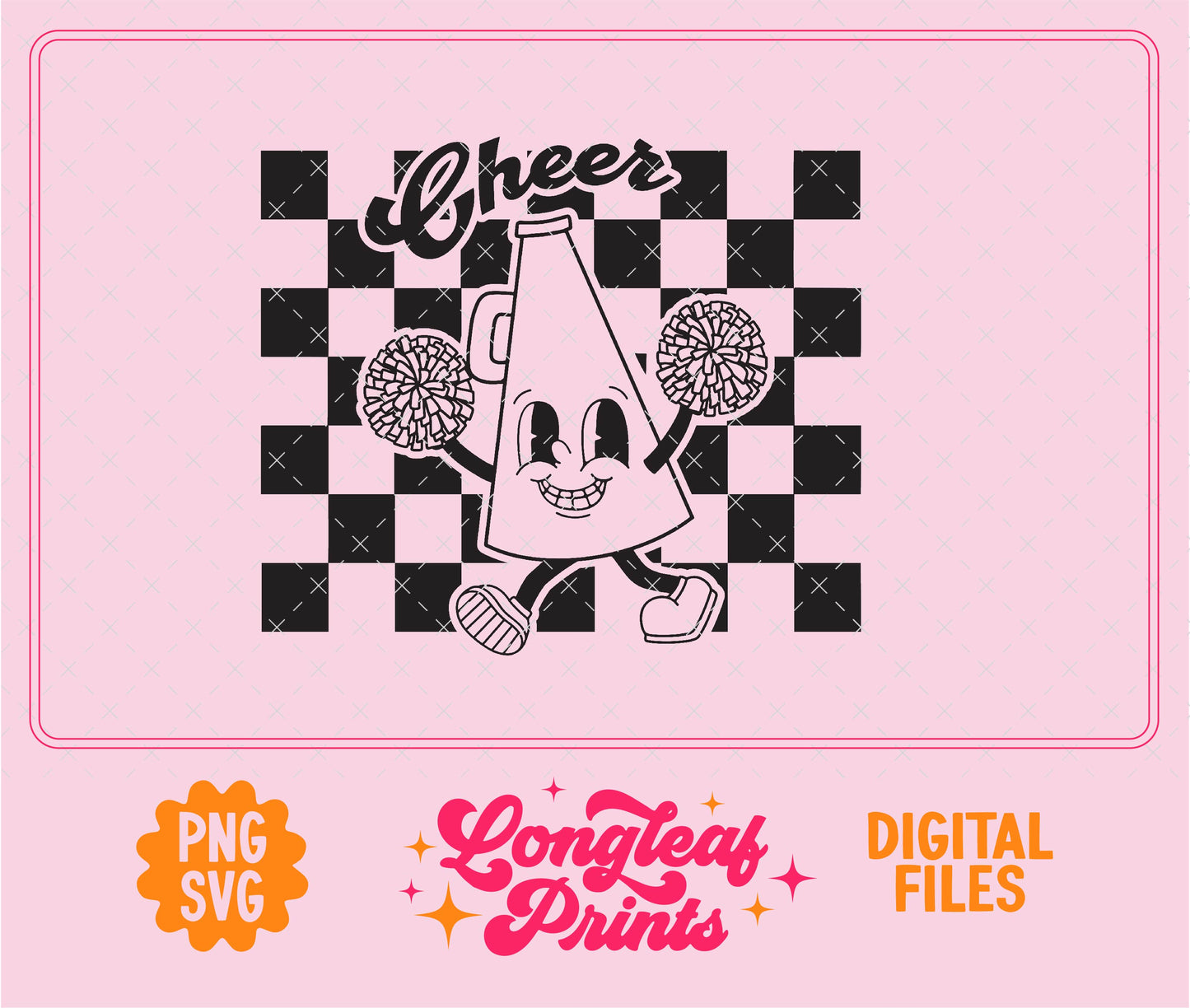 Retro Mascot Cheer Cheerleader SVG Digital Download Design File