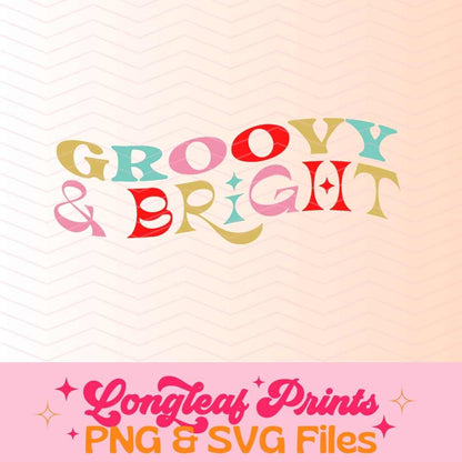 Groovy and Bright Retro Holiday Christmas SVG Digital Download Design File