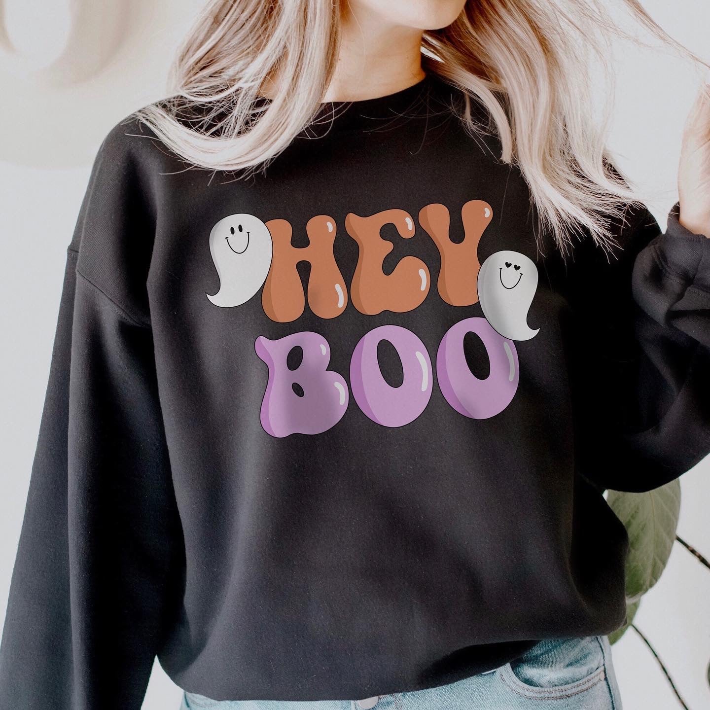 Hey Boo SVG File Cute Sweatshirt Design