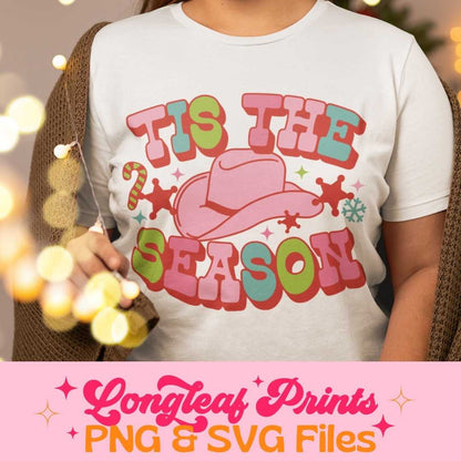 Tis the Season Pink Cowboy SVG Digital Download Design File