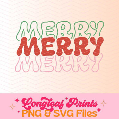 Merry Merry Merry Holiday Christmas SVG Digital Download Design File
