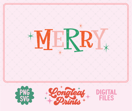 Merry Retro Holiday Christmas SVG Digital Download Design File