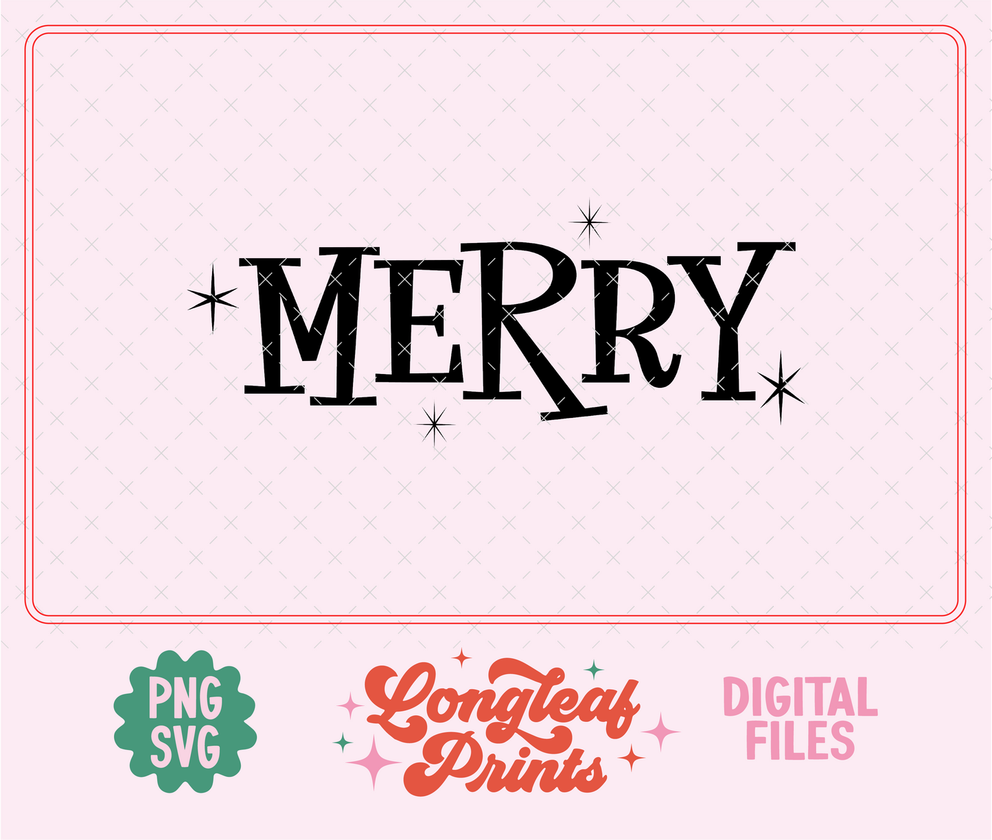 Merry Retro Holiday Christmas SVG Digital Download Design File