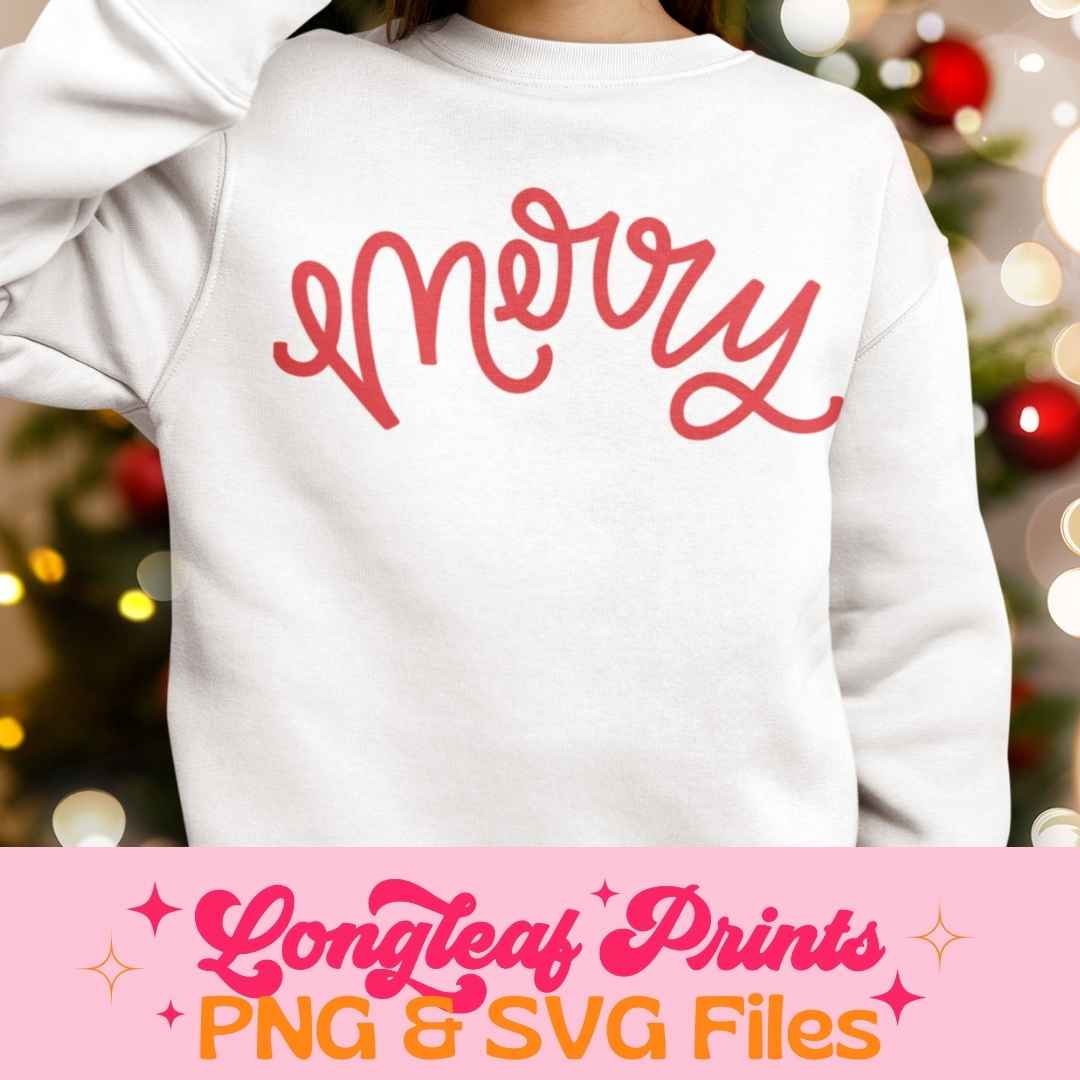Merry Handlettered Christmas SVG Digital Download Design File