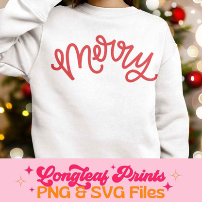 Merry Handlettered Christmas SVG Digital Download Design File