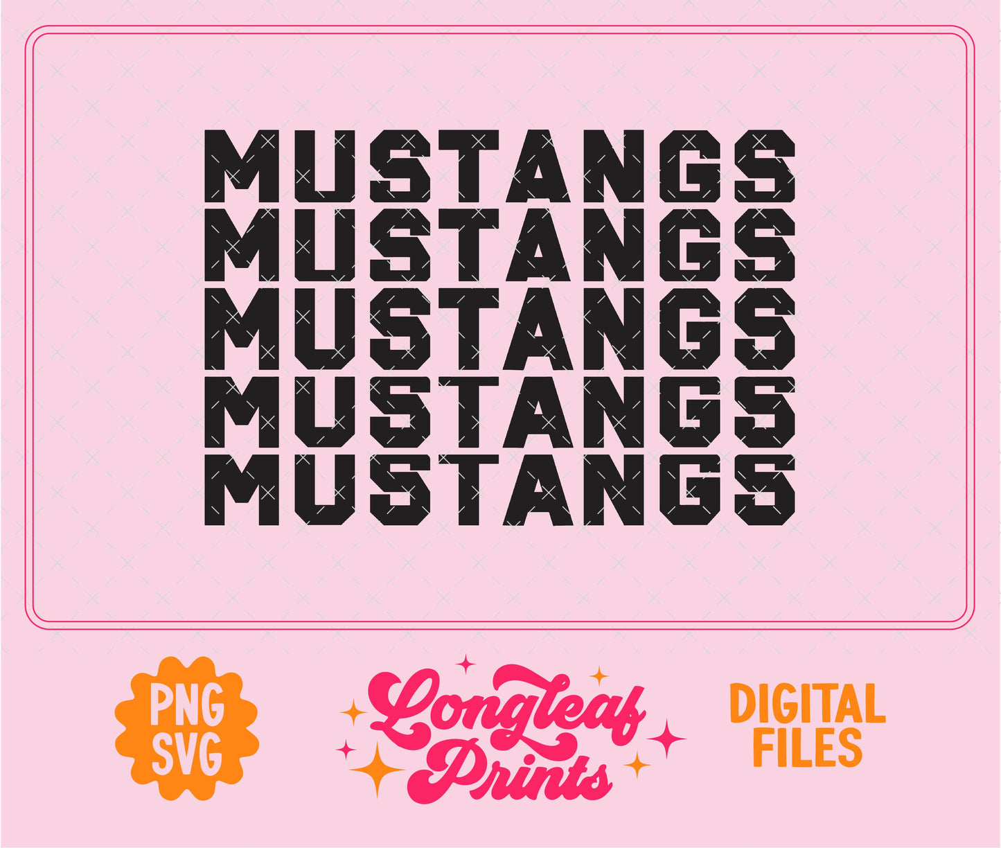 Mustangs Block Letter Mascot SVG Digital Download Design File