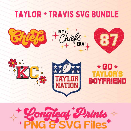 Taylor and Travis Cute Swiftie Chiefs SVG Bundle