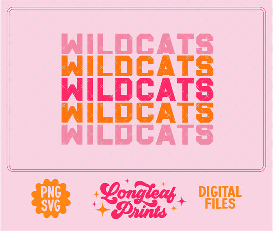 Wildcats Block Letter Mascot SVG Digital Download Design File
