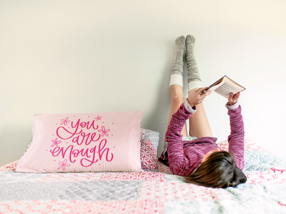 You Are Enough Handlettered Pillow Cover Pink SVG file