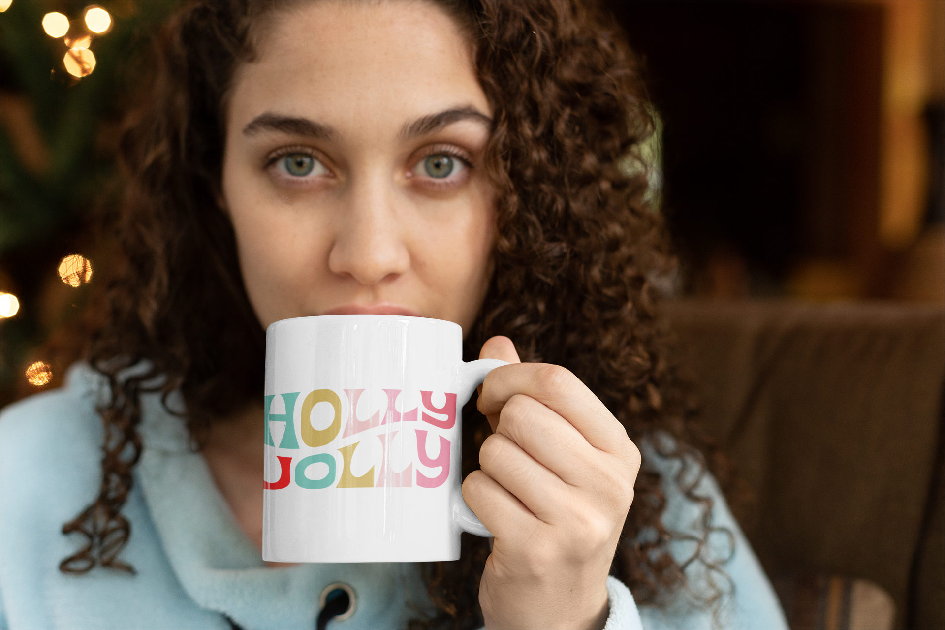 Holly Jolly Retro Christmas Mug Sublimation SVG