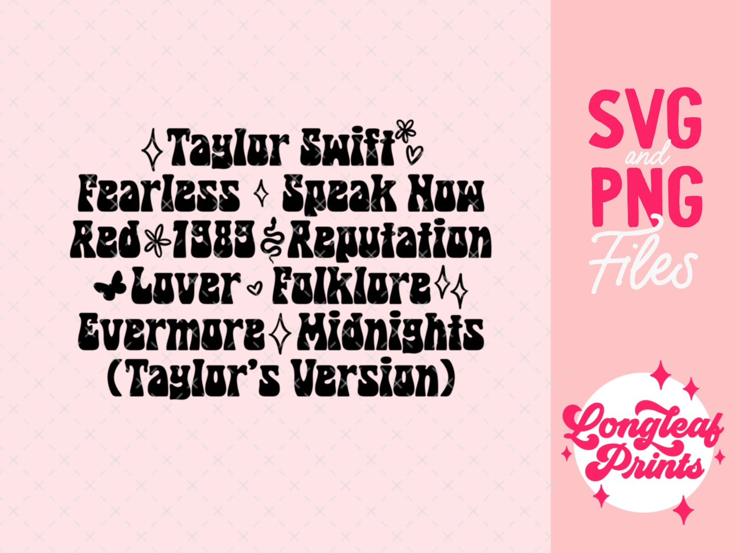 Taylor Swift Album SVG Digital Download Design File