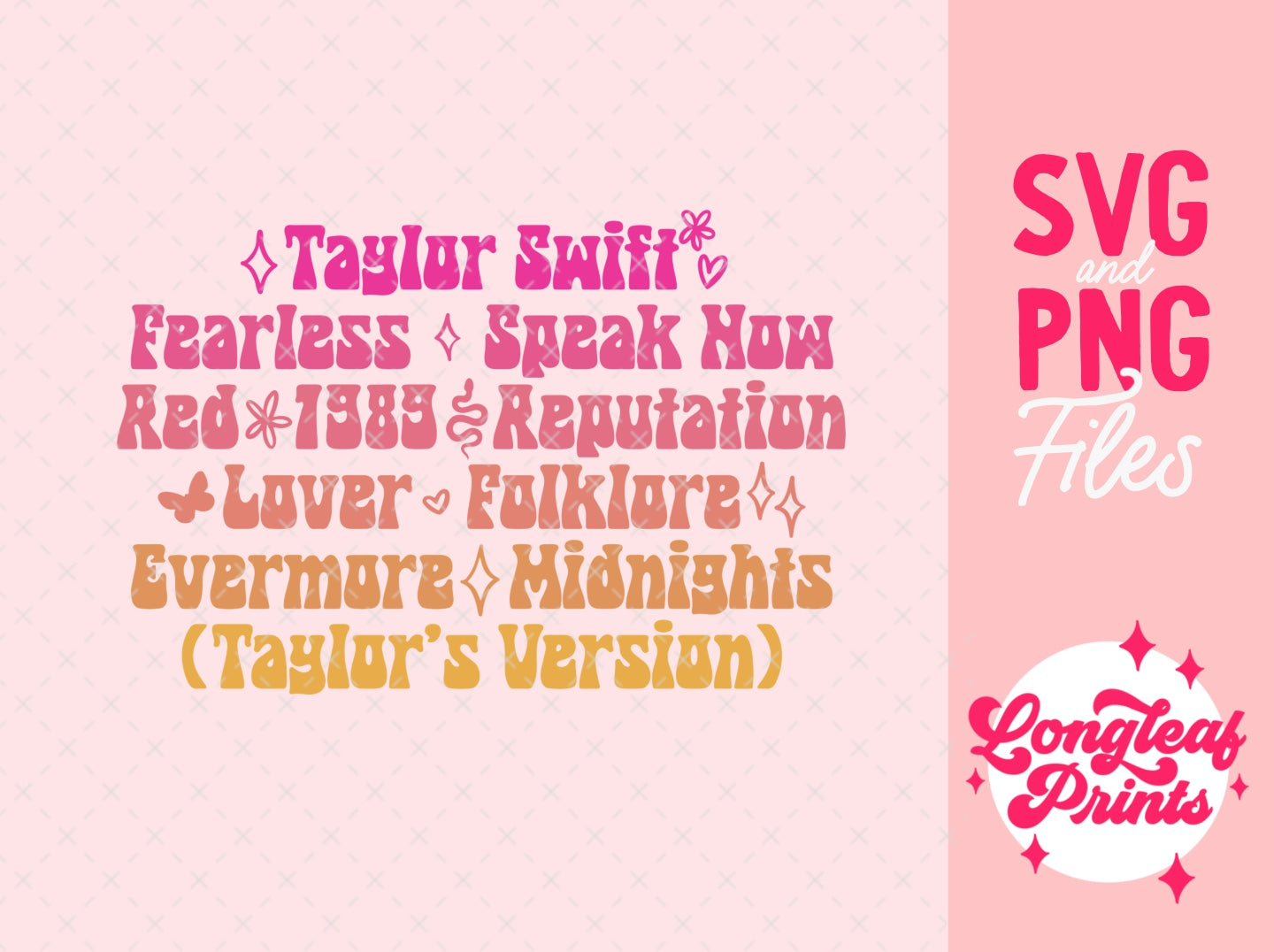 Taylor Swift Album SVG Digital Download Design File