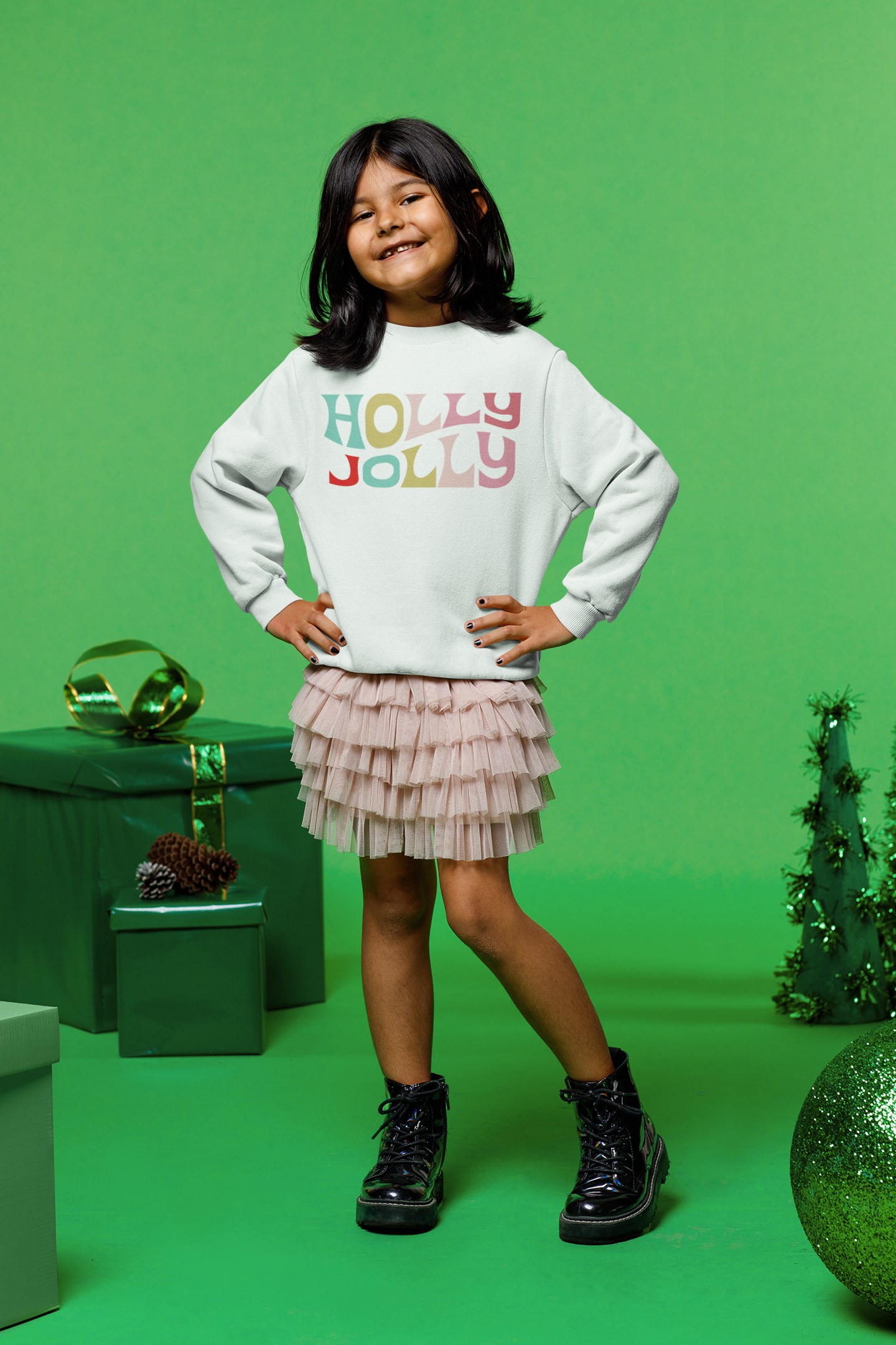 Holly Jolly Retro Groovy SVG Shirt Design Christmas Holiday