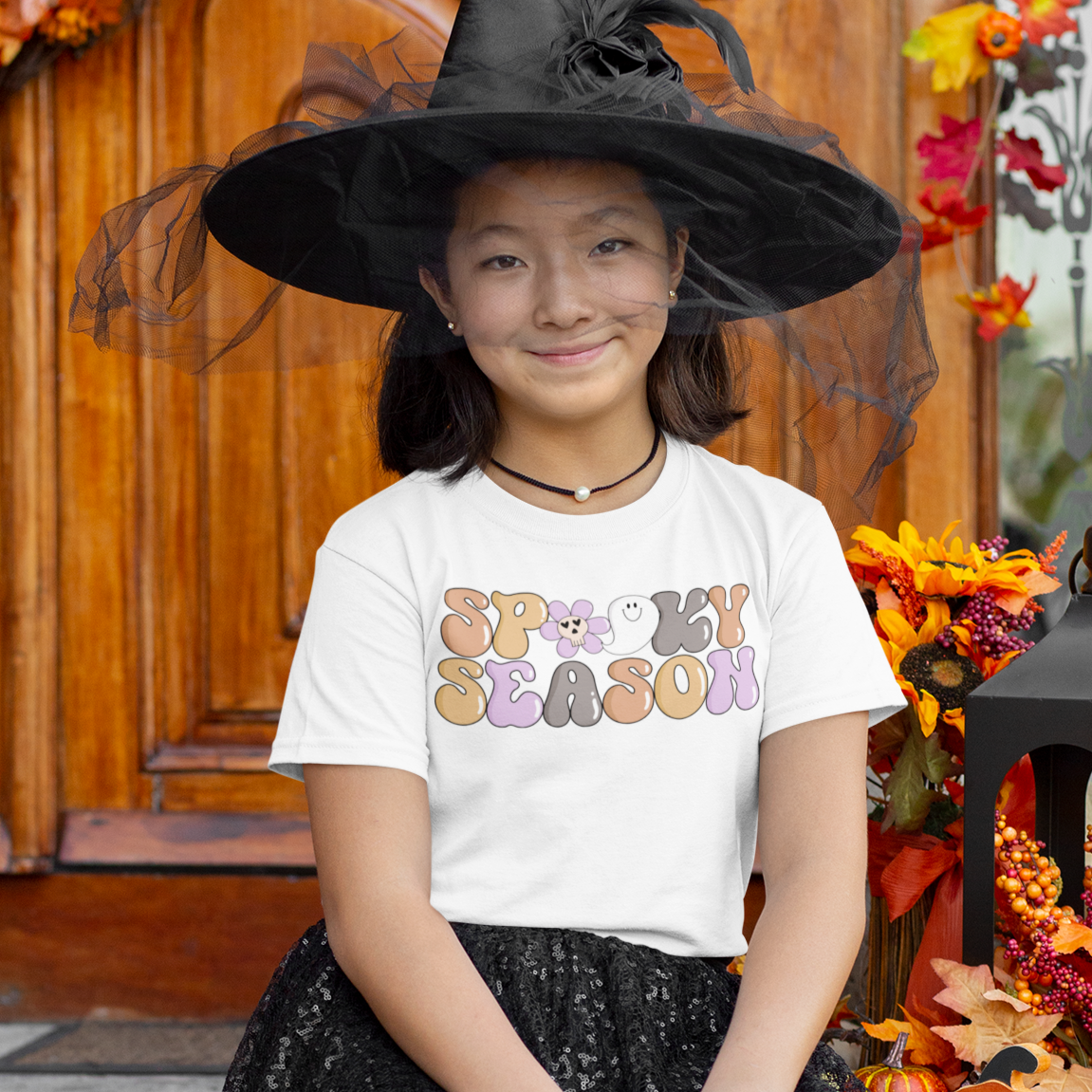 Spooky Season Groovy Halloween T-Shirt Design SVG