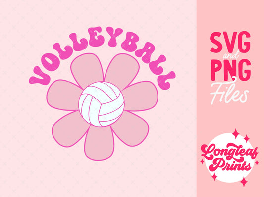 Volleyball Groovy Flower Digital Download Design File
