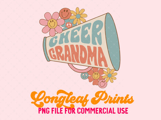 Cheer Grandma Groovy PNG Digital Download Design File