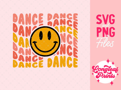 Dance Dance Retro Happy Face Digital Download Design File