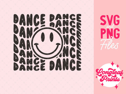 Dance Dance Retro Happy Face Digital Download Design File